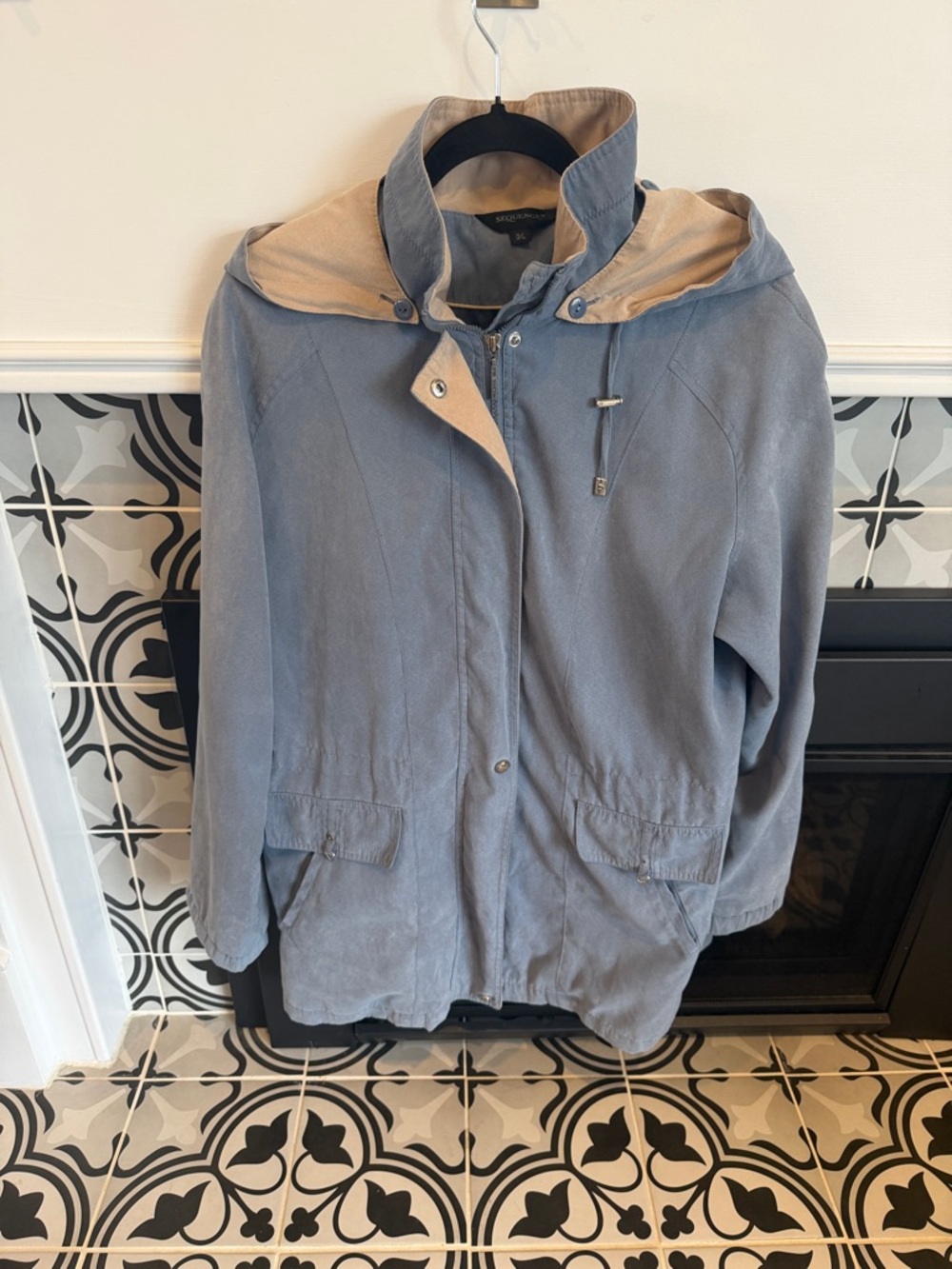 Light Blue Hooded Women's Coat